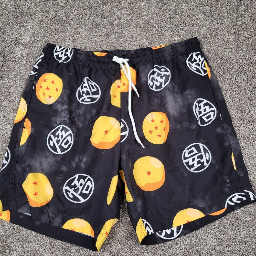 Dragon Ball Z Mens Swim Trunks Dragon Balls Kanji All Over Print Shorts Size M